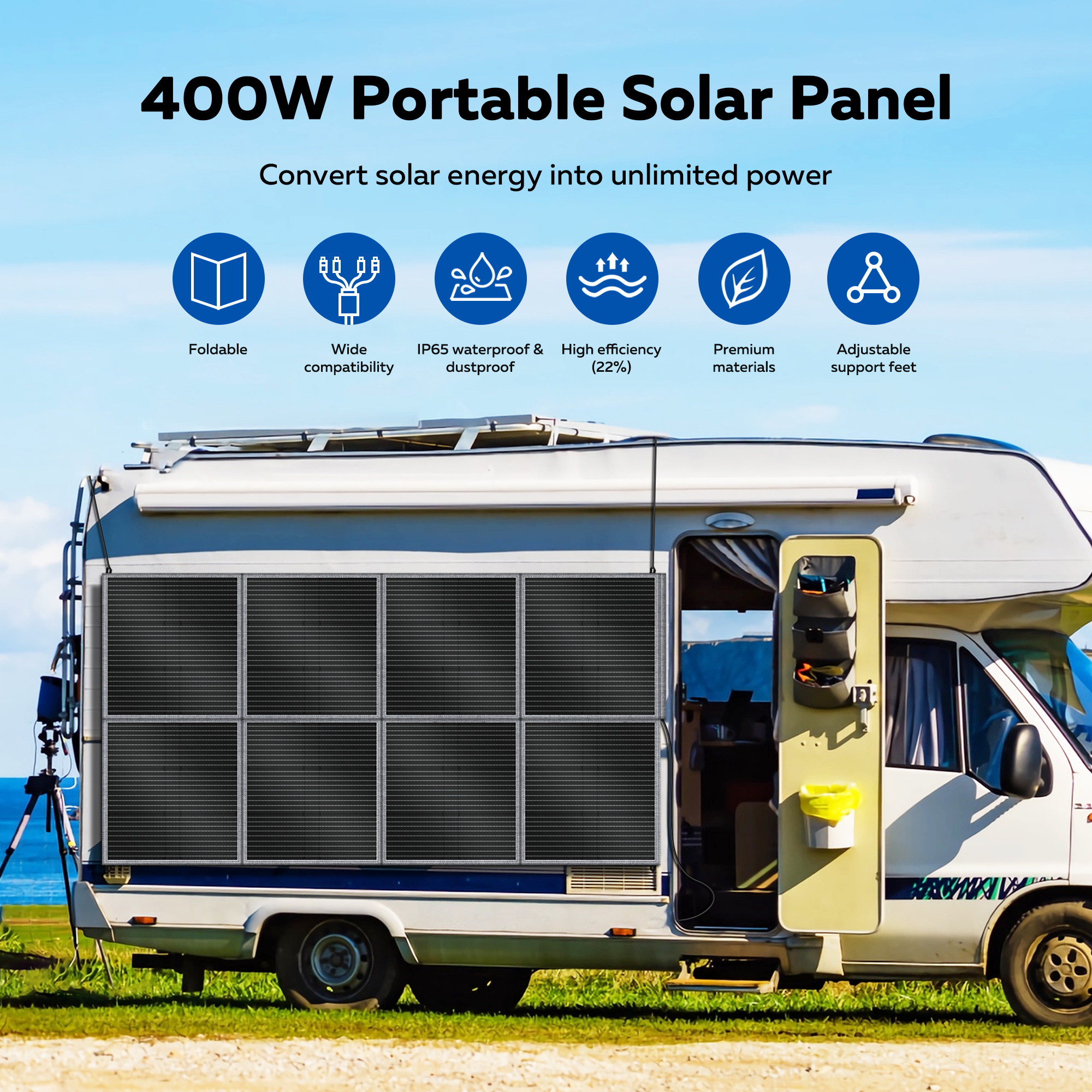 CTOLITY 400W Solar Panel Porta - Rv Solar Kit 400W reseña y precio