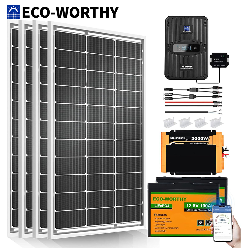 ECO-Worthy 1.6KWH Complete Sol - Rv Solar Kit 400W reseña y precio