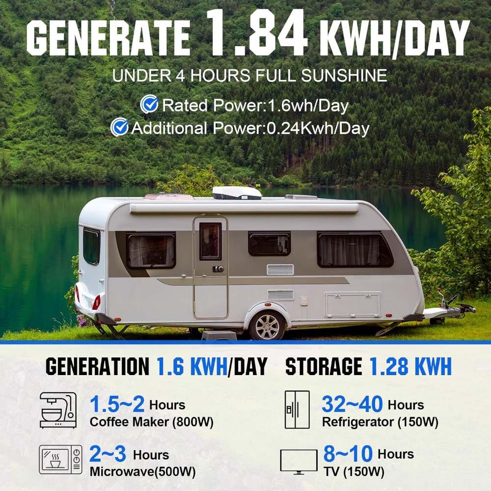 1.6KWH Complete Solar Panel Ki - Rv Solar Kit 400W reseña y precio