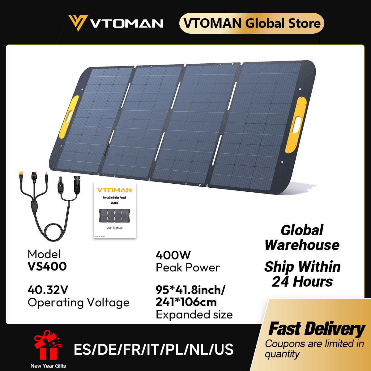 VTOMAN VS400W Foldable Solar P - Rv Solar Kit 400W reseña y precio